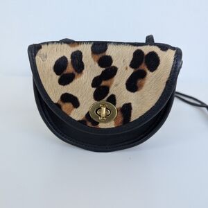 🤎 M.London Leopard Print Black Leather Women's Bag